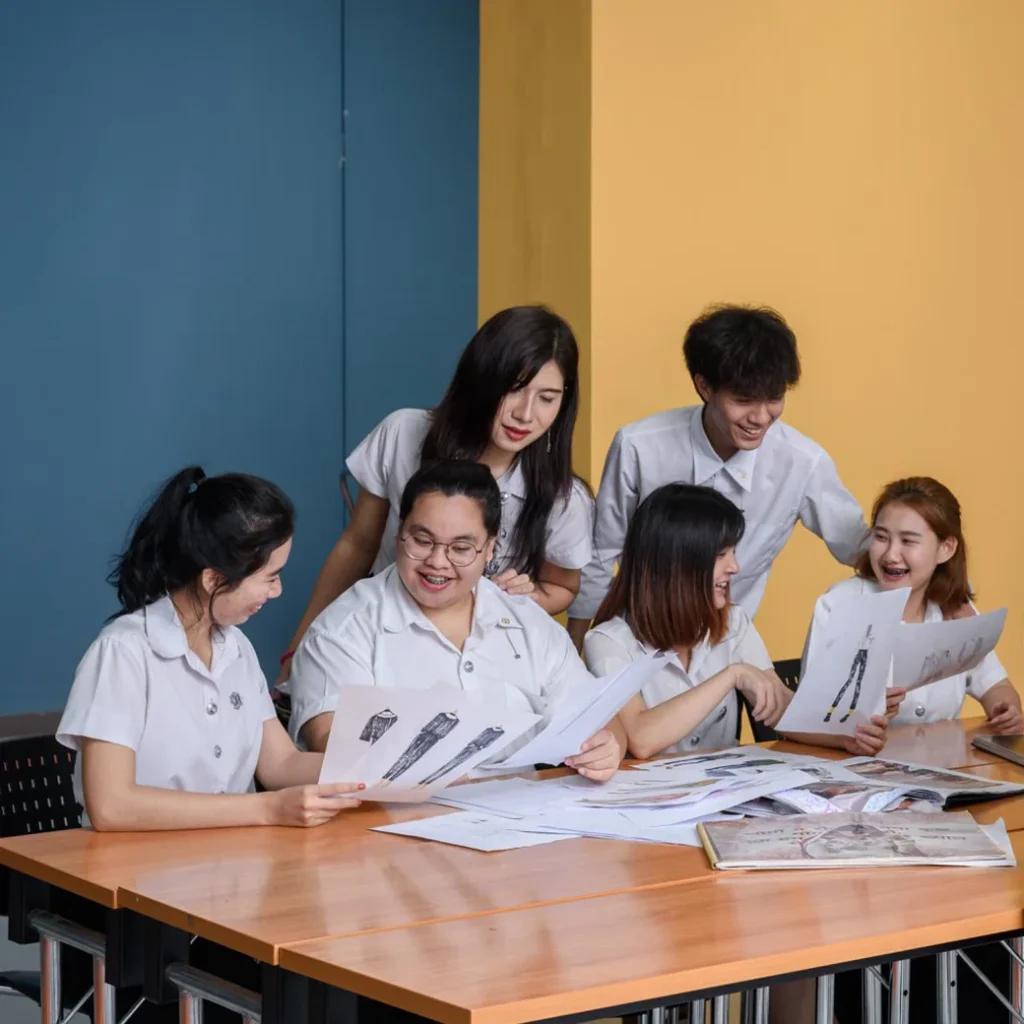 Students working together at DPU Campus, Bangkok