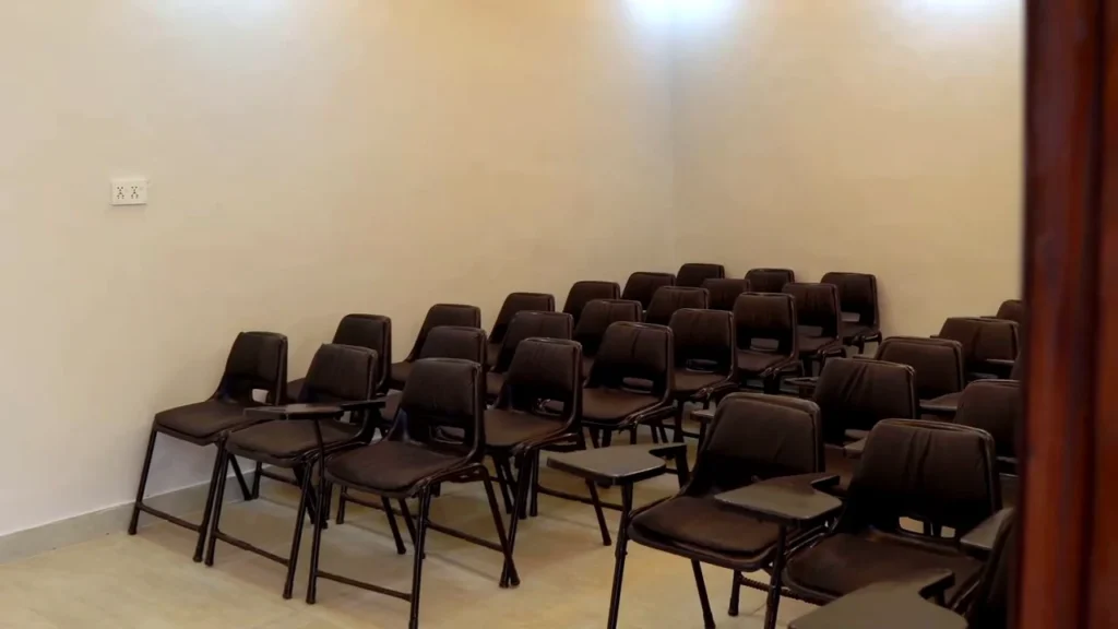 A classroom with presentation screen at Lahore City College